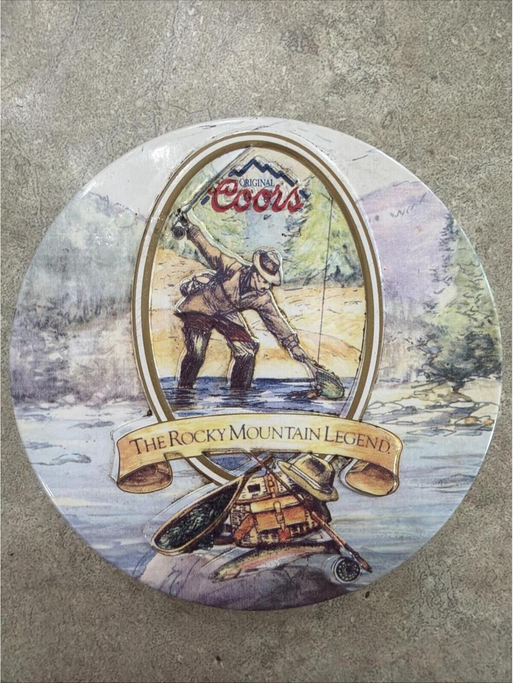 VTG 1993 Coors Beer Rocky Mountain Legend Coaster Set In Original Metal Tin